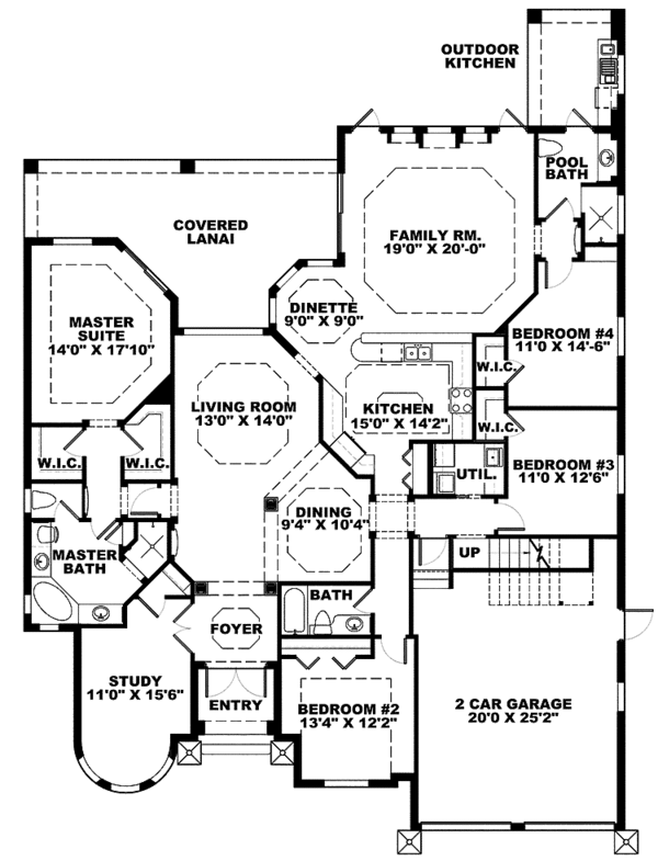 Dream House Plan - Mediterranean Floor Plan - Main Floor Plan #1017-124