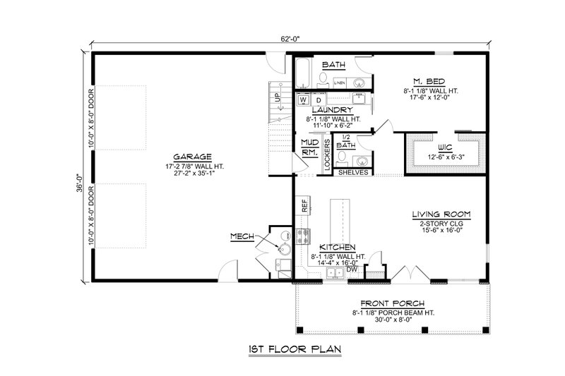 Home Plan - Floor Plan - Main Floor for Country House Plan #1064-269 - 3 bed, 2.5 bath