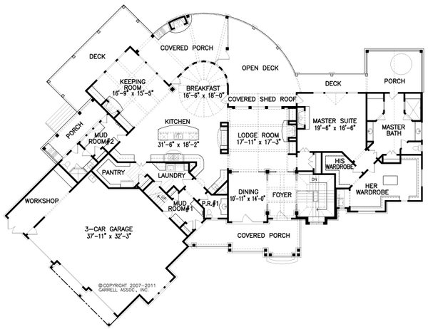 House Blueprint - Craftsman Floor Plan - Main Floor Plan #54-489