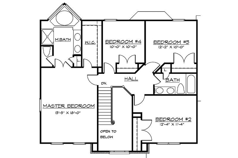 Home Plan - Floor Plan - Upper Floor for Colonial House Plan #320-902 - 4 bed, 2.5 bath