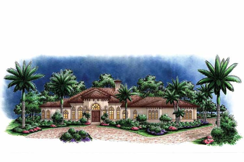 Architectural House Design - Exterior - Front Elevation 3 for Mediterranean House Plan #1017-121 - 4 bed, 4.5 bath