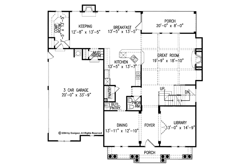 Home Plan - Floor Plan - Main Floor for Country House Plan #54-223 - 4 bed, 3.5 bath