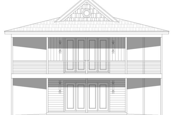 Exterior - Front Elevation 4 for Beach House Plan #932-721 - 1 bed, 2 bath