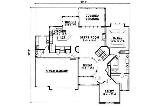 Floor Plan - Main Floor for Traditional House Plan #67-839 - 3 bed, 3 bath