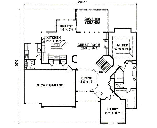 Floor Plan - Main Floor for Traditional House Plan #67-839 - 3 bed, 3 bath