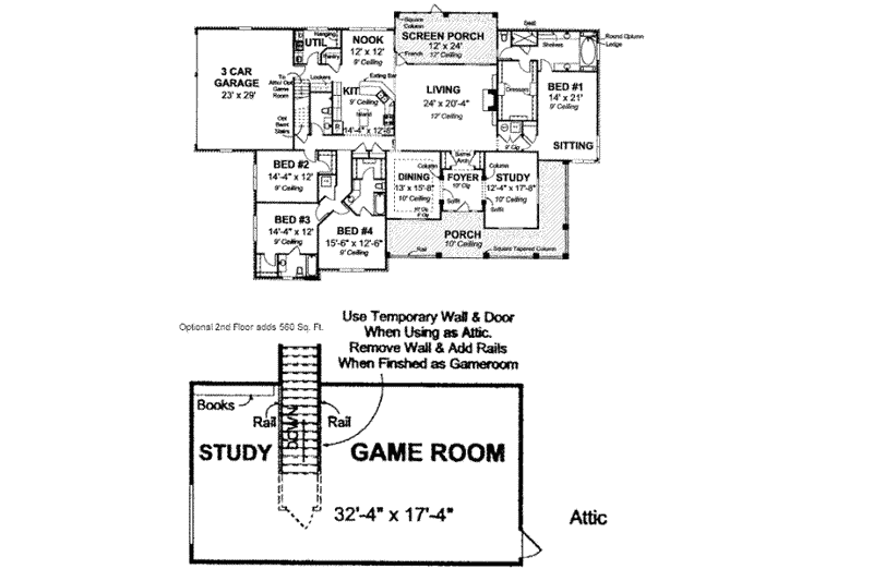 Dream House Plan - Floor Plan - Main Floor for Country House Plan #20-1682 - 4 bed, 4 bath
