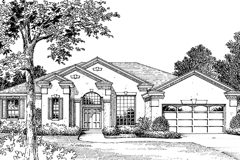 Architectural House Design - Exterior - Front Elevation 3 for Mediterranean House Plan #1015-11 - 4 bed, 3 bath