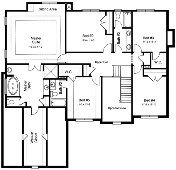 Architectural House Design - European Floor Plan - Upper Floor Plan #994-24