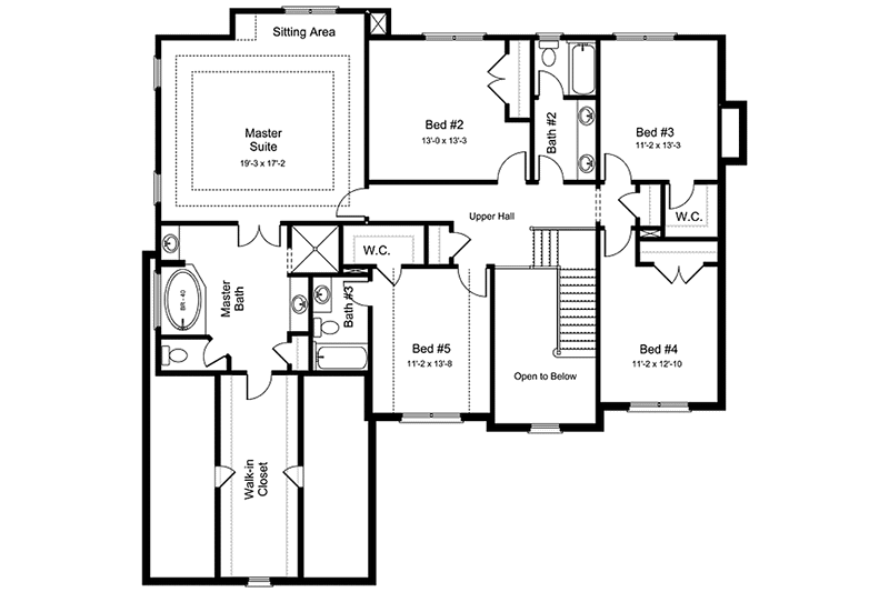 Home Plan - Floor Plan - Upper Floor for European House Plan #994-24 - 5 bed, 3.5 bath