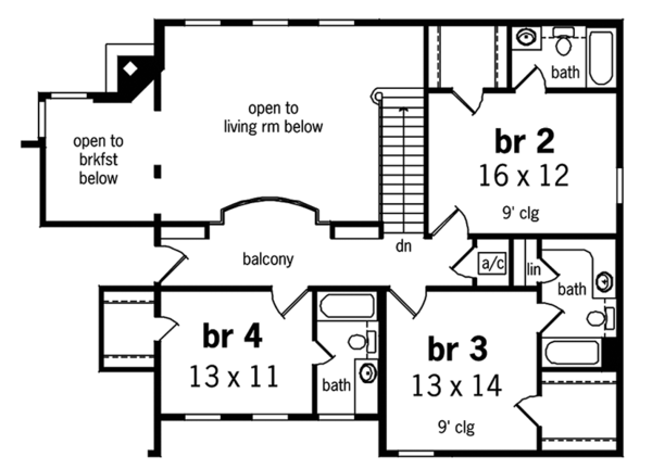House Design - Country Floor Plan - Upper Floor Plan #45-458