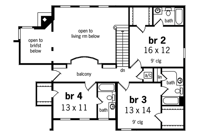 Home Plan - Floor Plan - Upper Floor for Country House Plan #45-458 - 4 bed, 4.5 bath