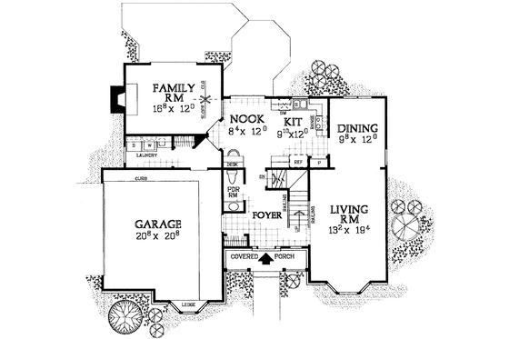 Floor Plan - Main Floor for European House Plan #72-1075 - 3 bed, 2.5 bath