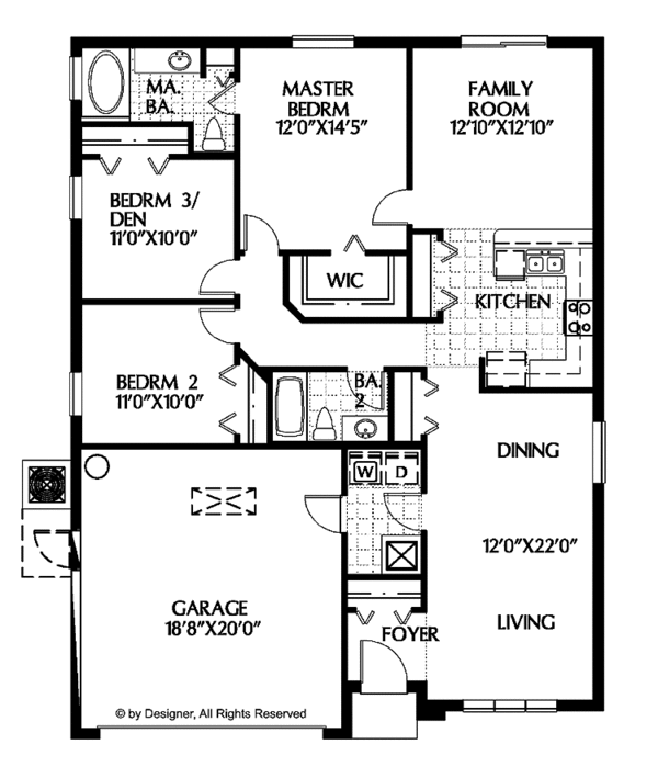 House Design - Mediterranean Floor Plan - Main Floor Plan #999-97
