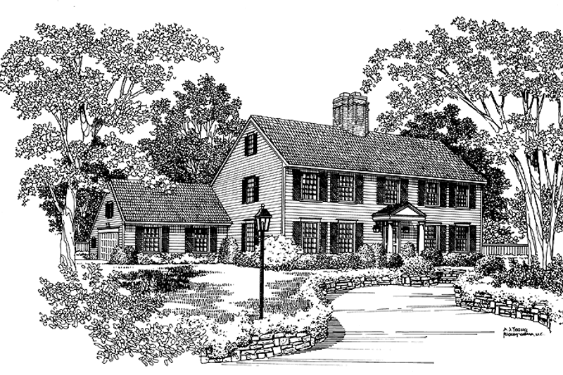 House Blueprint - Colonial Exterior - Front Elevation Plan #72-681