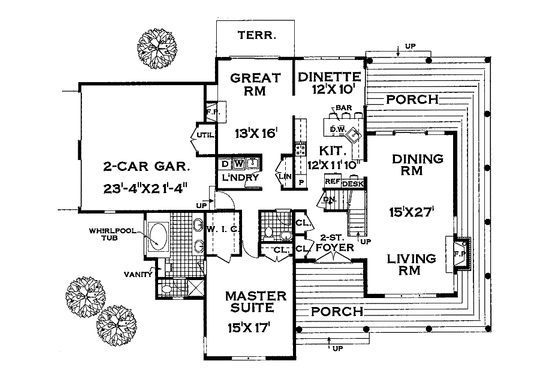 Floor Plan - Main Floor for Farmhouse House Plan #3-255 - 4 bed, 2.5 bath