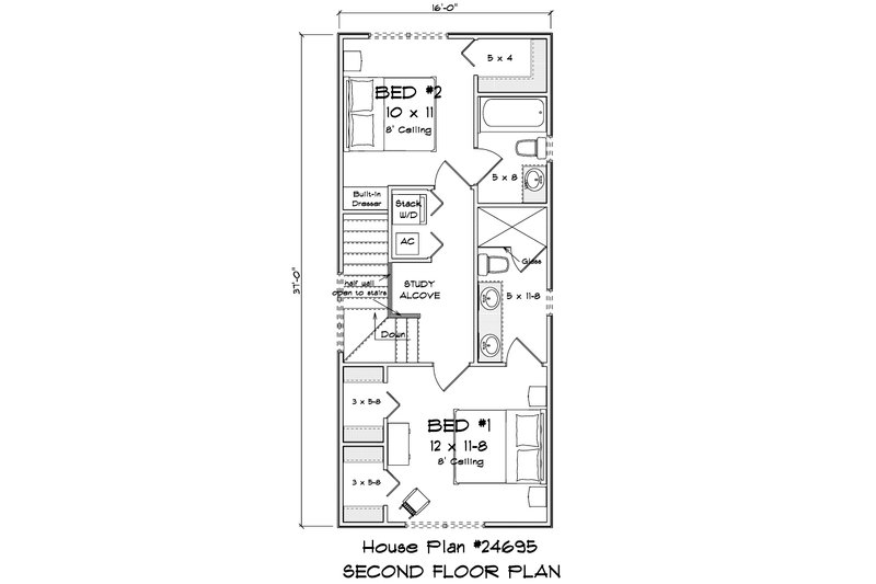 Home Plan - Floor Plan - Upper Floor for Cottage House Plan #513-2487 - 2 bed, 2.5 bath