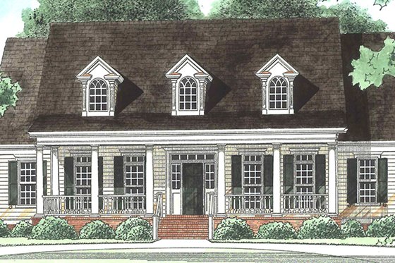 Exterior - Front Elevation 3 for Southern House Plan #1054-19 - 4 bed, 3.5 bath