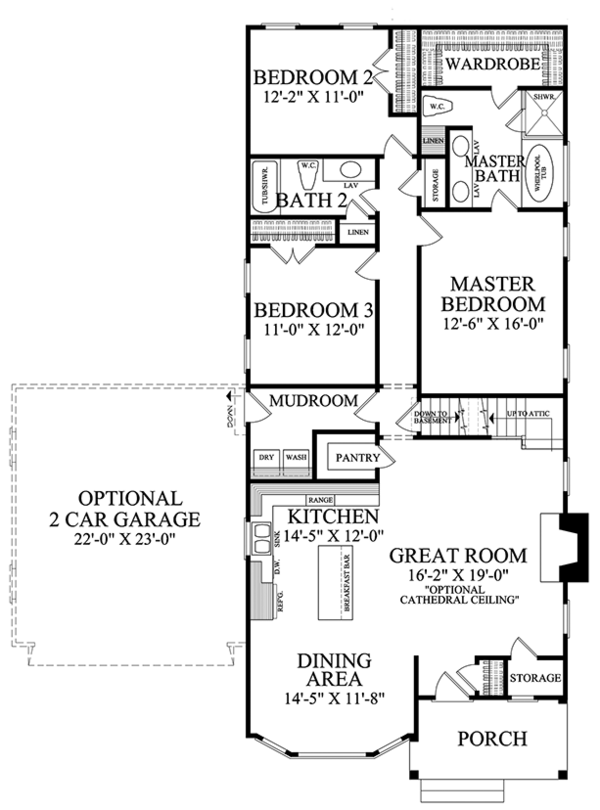 Architectural House Design - Ranch Floor Plan - Main Floor Plan #137-369