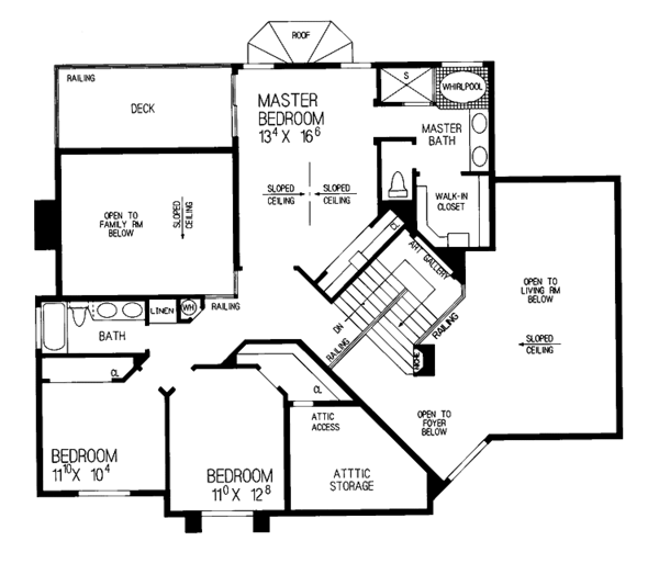 House Blueprint - Mediterranean Floor Plan - Upper Floor Plan #72-931
