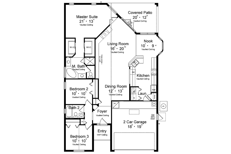 Dream House Plan - Floor Plan - Main Floor for Contemporary House Plan #1015-33 - 3 bed, 2 bath