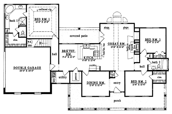 Architectural House Design - Ranch Floor Plan - Main Floor Plan #42-538
