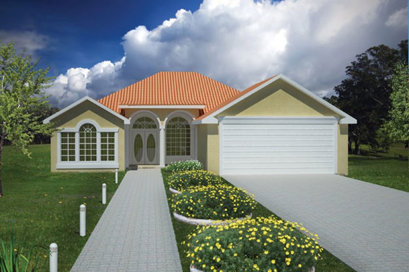 House Blueprint - Exterior - Front Elevation 3 for Adobe / Southwestern House Plan #1061-13 - 3 bed, 2 bath