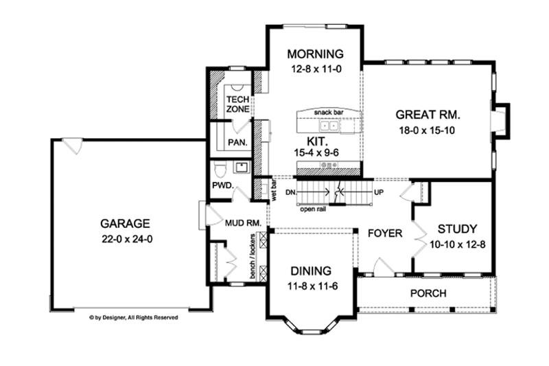 House Design - Floor Plan - Main Floor for Colonial House Plan #1010-62 - 4 bed, 2.5 bath