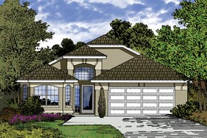 House Design - Exterior - Front Elevation for Mediterranean House Plan #417-846 - 4 bed, 2 bath