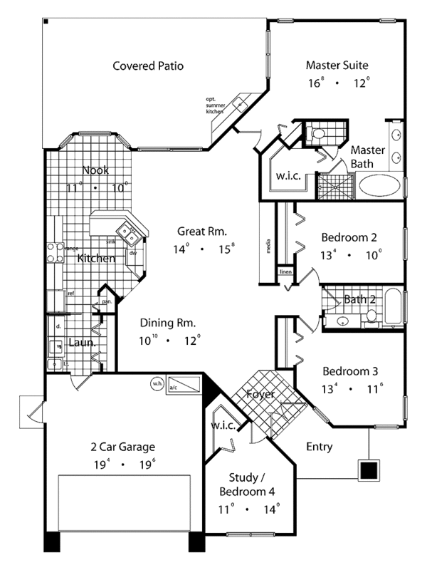 Architectural House Design - Mediterranean Floor Plan - Main Floor Plan #417-482