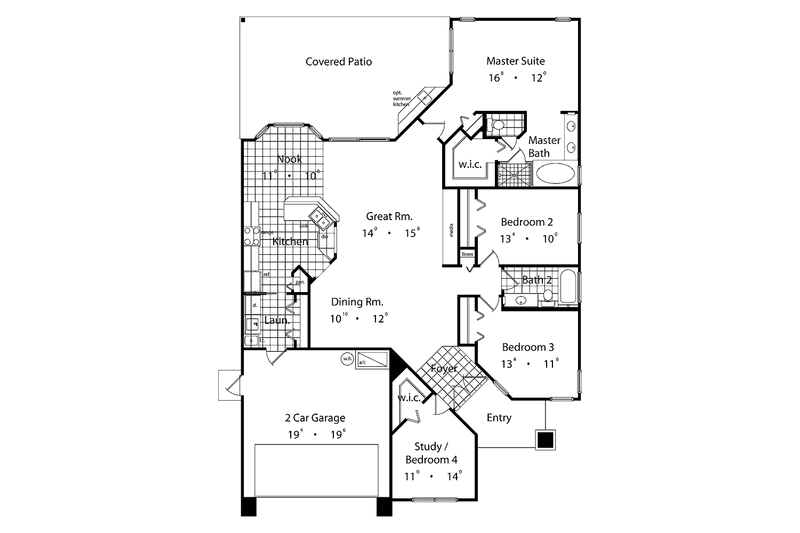 Home Plan - Floor Plan - Main Floor for Mediterranean House Plan #417-482 - 4 bed, 2 bath