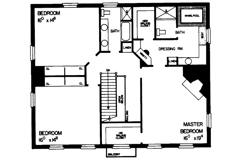 Home Plan - Floor Plan - Upper Floor for Classical House Plan #72-810 - 3 bed, 2.5 bath