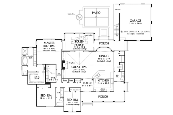 Floor Plan - Main Floor for Country House Plan #929-976 - 3 bed, 2.5 bath
