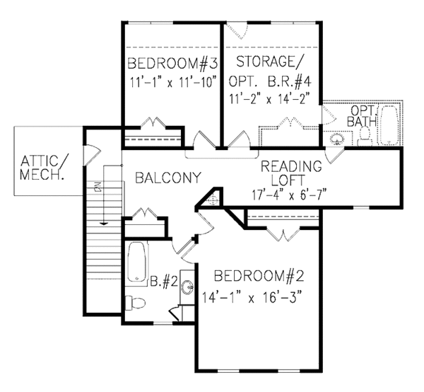 House Plan Design - Colonial Floor Plan - Upper Floor Plan #54-273