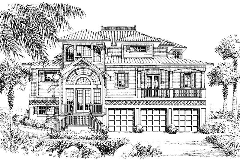 Architectural House Design - Mediterranean Exterior - Front Elevation Plan #417-733