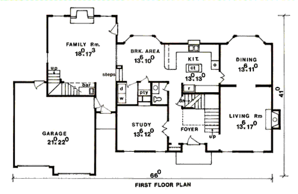 Colonial Floor Plan - Main Floor Plan #405-104