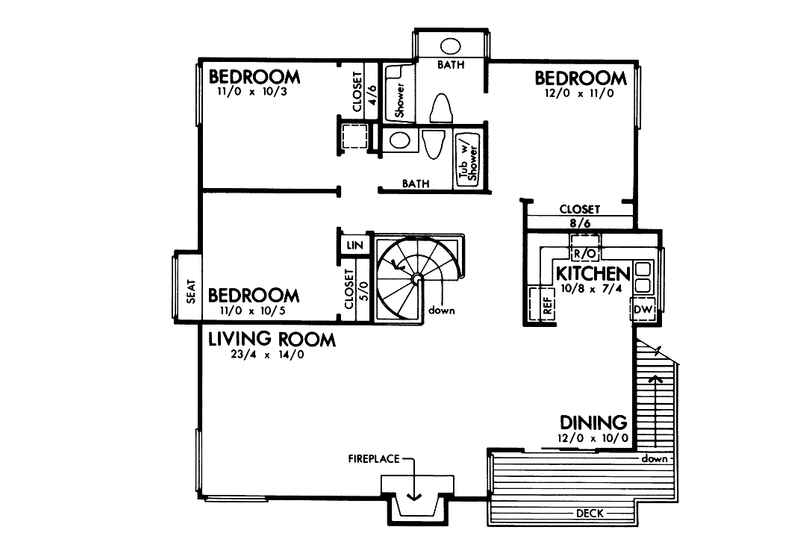 Architectural House Design - Floor Plan - Main Floor for Contemporary House Plan #320-763 - 3 bed, 2 bath