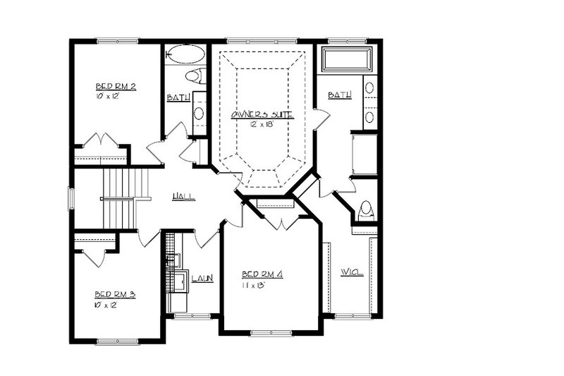 House Blueprint - Floor Plan - Upper Floor for Craftsman House Plan #320-494 - 4 bed, 2.5 bath