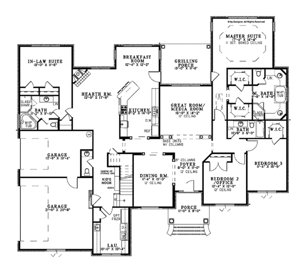 House Design - Country Floor Plan - Main Floor Plan #17-3364