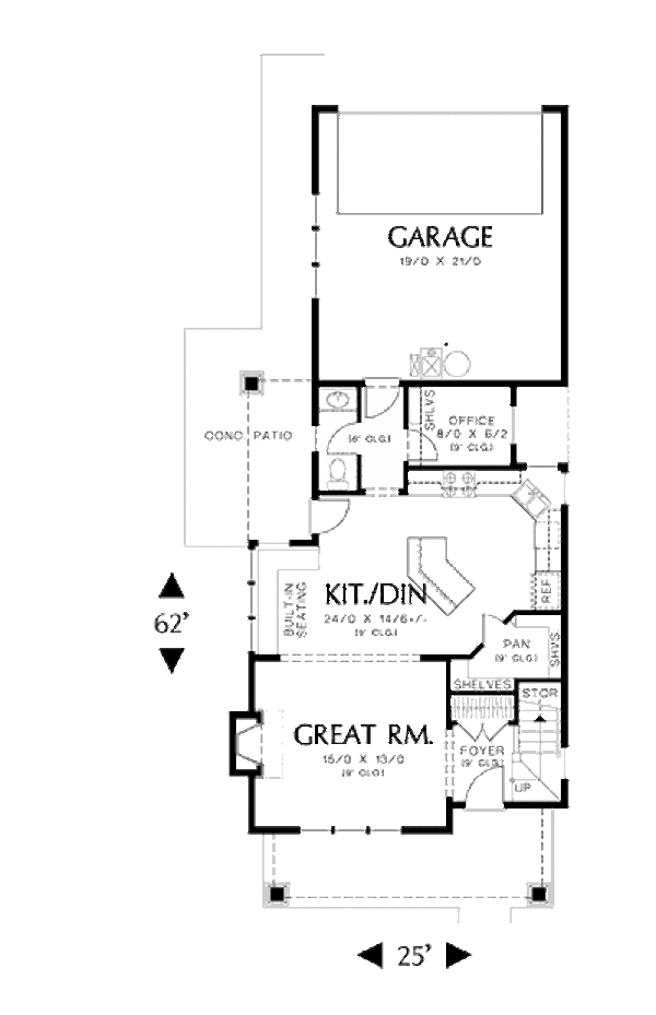 Architectural House Design - Craftsman Floor Plan - Main Floor Plan #48-493