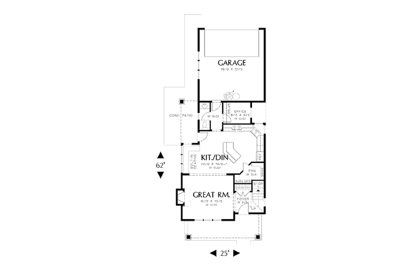House Design - Floor Plan - Main Floor for Craftsman House Plan #48-493 - 3 bed, 2.5 bath