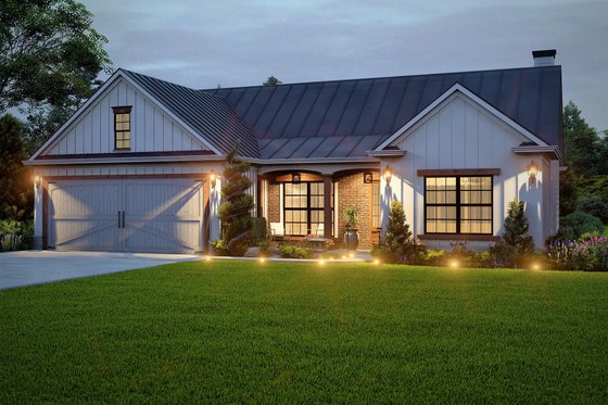 Exterior - Front Elevation 3 for Ranch House Plan #54-568 - 3 bed, 2 bath