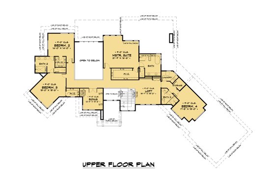 Floor Plan - Upper Floor for Contemporary House Plan #1066-151 - 4 bed, 4.5 bath