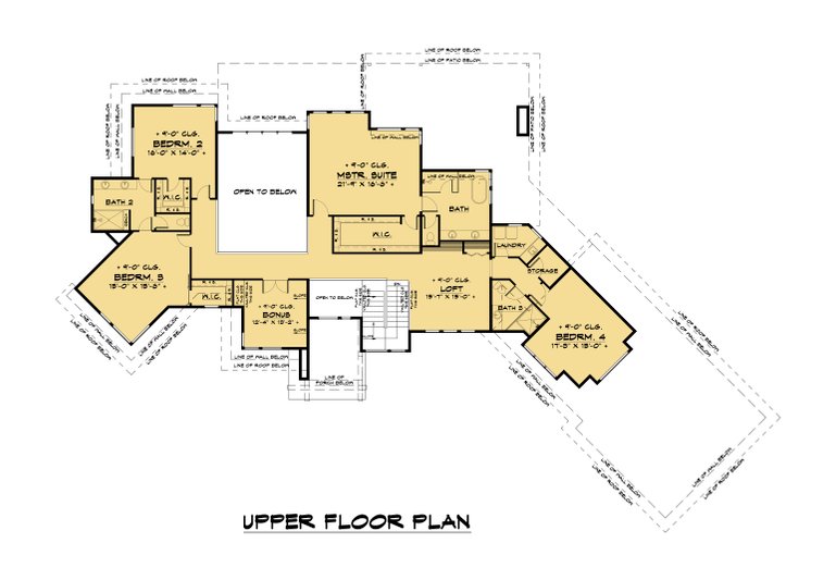 Architectural House Design - Floor Plan - Upper Floor for Contemporary House Plan #1066-151 - 4 bed, 4.5 bath