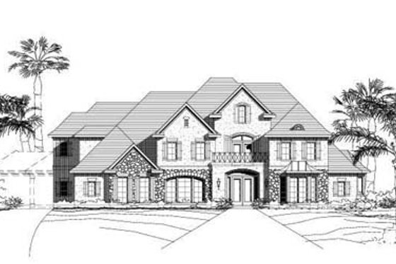 Exterior - Front Elevation for European House Plan #411-191 - 4 bed, 4.5 bath
