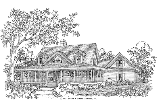 Exterior - Front Elevation 3 for Country House Plan #929-392 - 4 bed, 3 bath