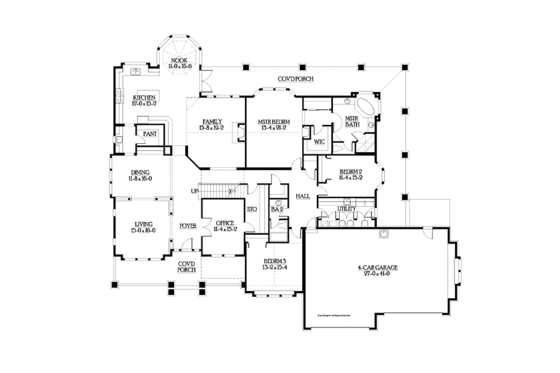 Floor Plan - Main Floor for Victorian House Plan #132-556 - 3 bed, 2.5 bath