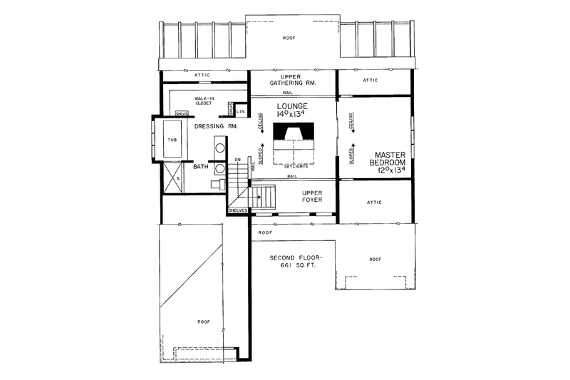 Dream House Plan - Floor Plan - Upper Floor for Contemporary House Plan #72-766 - 2 bed, 2 bath