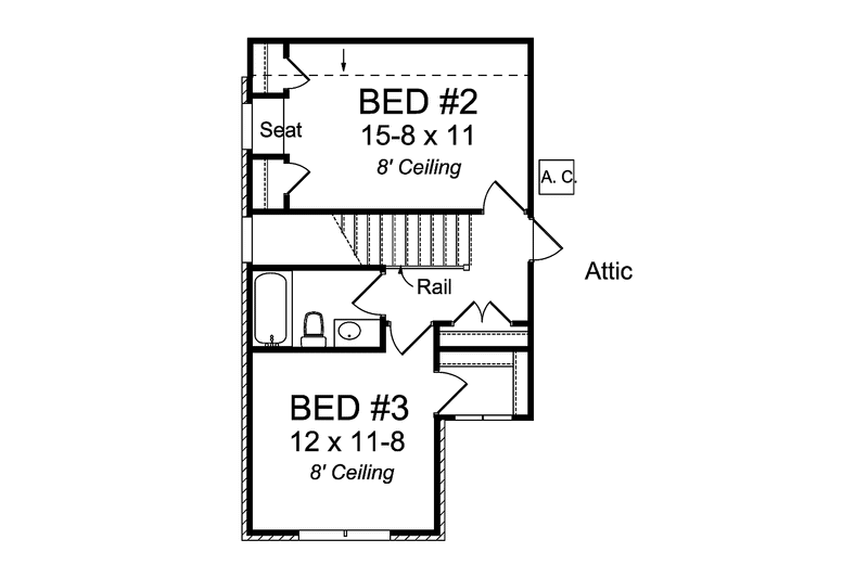 Architectural House Design - Floor Plan - Upper Floor for Traditional House Plan #513-2131 - 3 bed, 2.5 bath