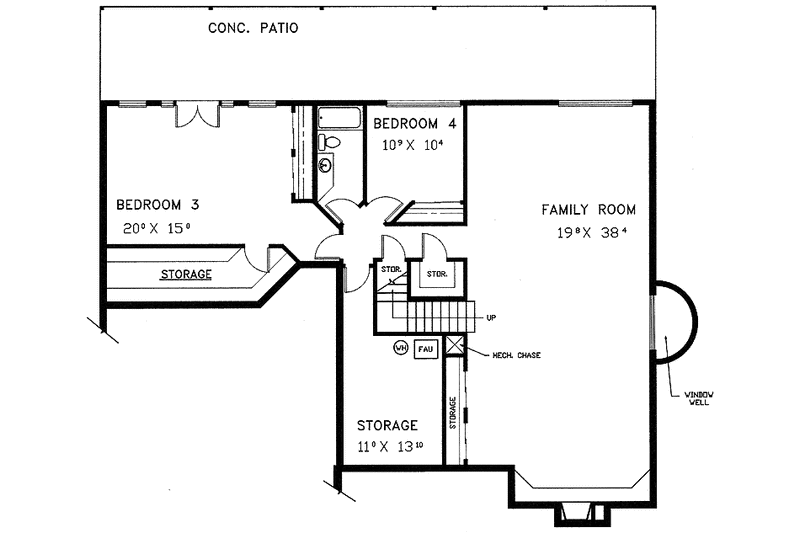 Architectural House Design - Floor Plan - Lower Floor for Country House Plan #60-965 - 4 bed, 3 bath