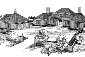 Exterior - Front Elevation for Country House Plan #72-579 - 4 bed, 3 bath